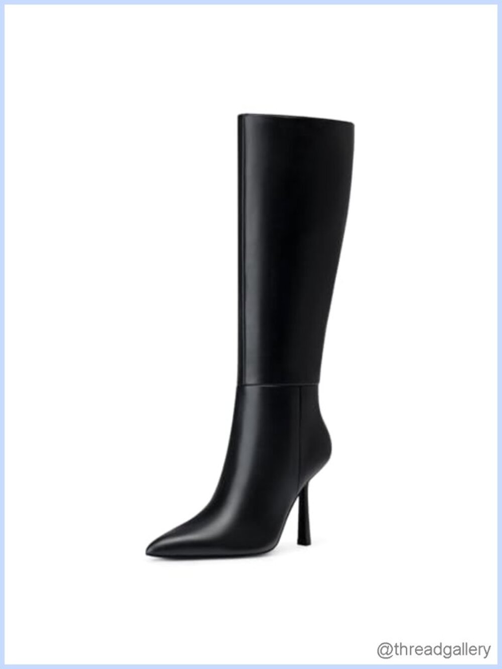 Knee High Boots Pointed Toe Stiletto Heel Faux Leather Side Zip